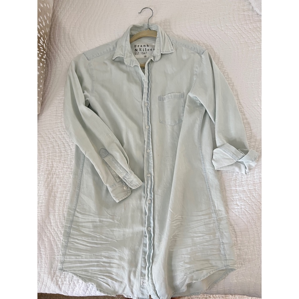 Frank & Eileen Light Blue Button-Up Shirt Dress